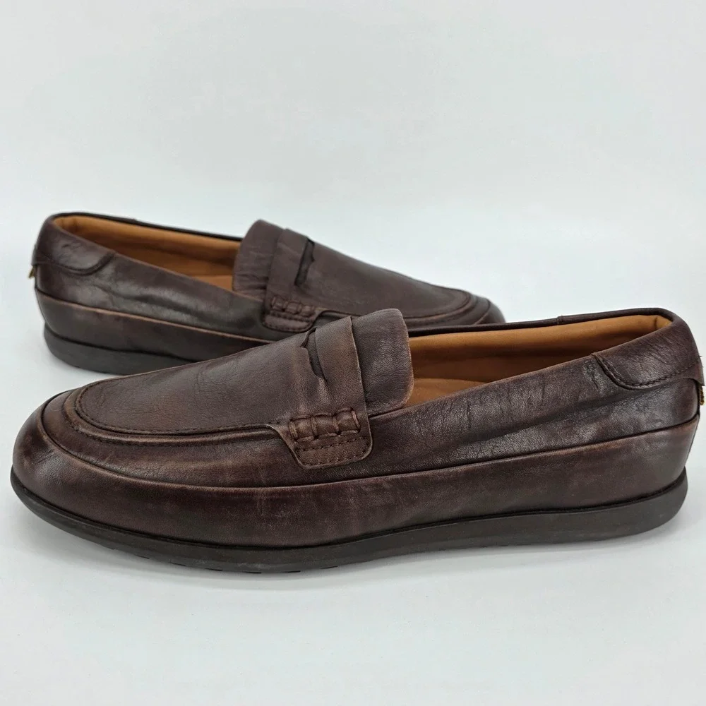 Ariat Two24 Penny Loafers Brown Leather Slip On Shoes Moccasin Preppy Mens sz 8